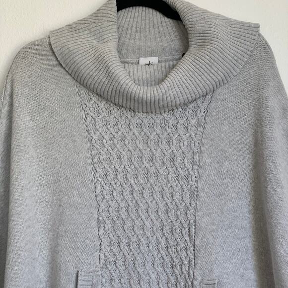 CAbi Pullover Cowl Neck Oversized Knit Sweater Poncho in Gray 3003 - Picture 4 of 8